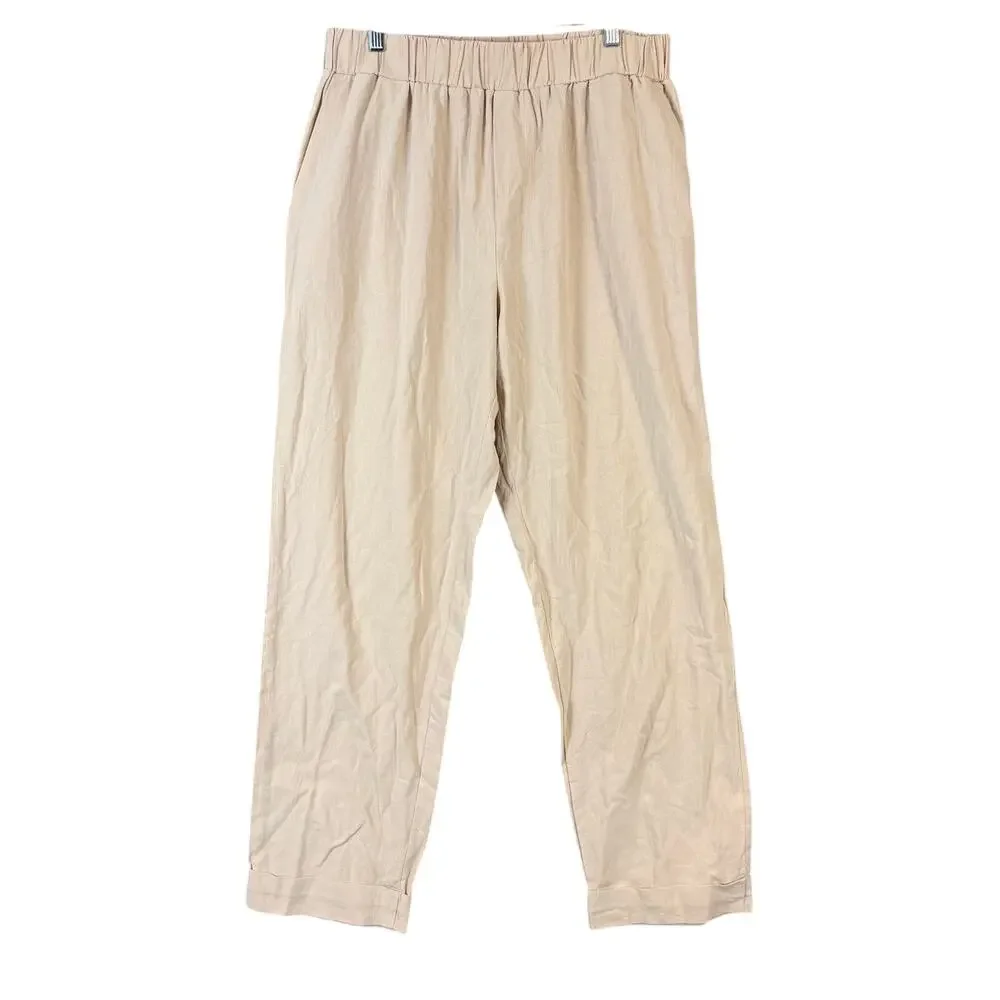 NEW Hardaddy Cotton Pants XL Pull On Beige Plain Hawaiian Casual Trousers